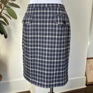 Vintage Banana Republic Blue Plaid Pencil Skirt